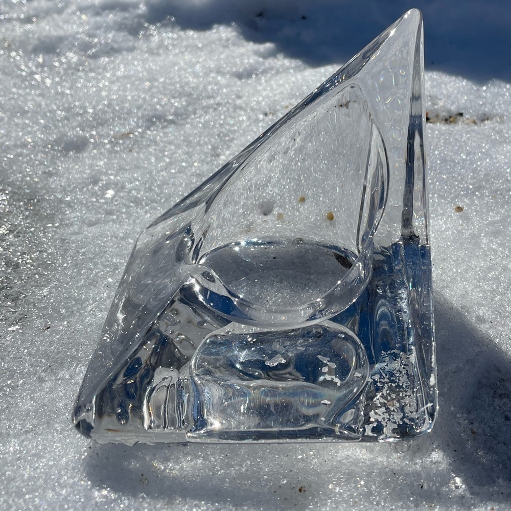 Vintage Nybro Sweden pyramid candle holder, MCM art glass, excellent condition - Picture 3 of 9